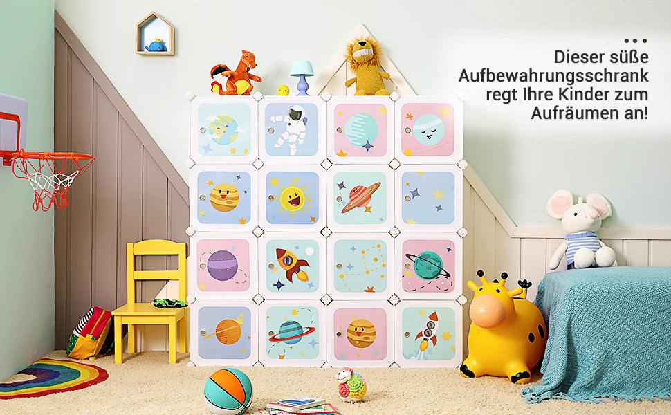 SONGMICS 15 Dice Shelving System storage s wardrobe for Children Plastic shoe rack Multipurpose shoes Play Toy