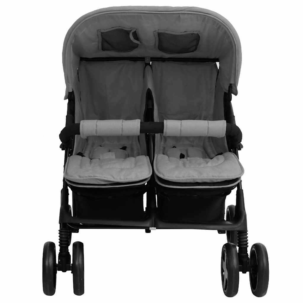Steel Green Double Stroller 80 x 96 x 104 cm Lightweight Foldable Safe Design Pushchair Compact Travel