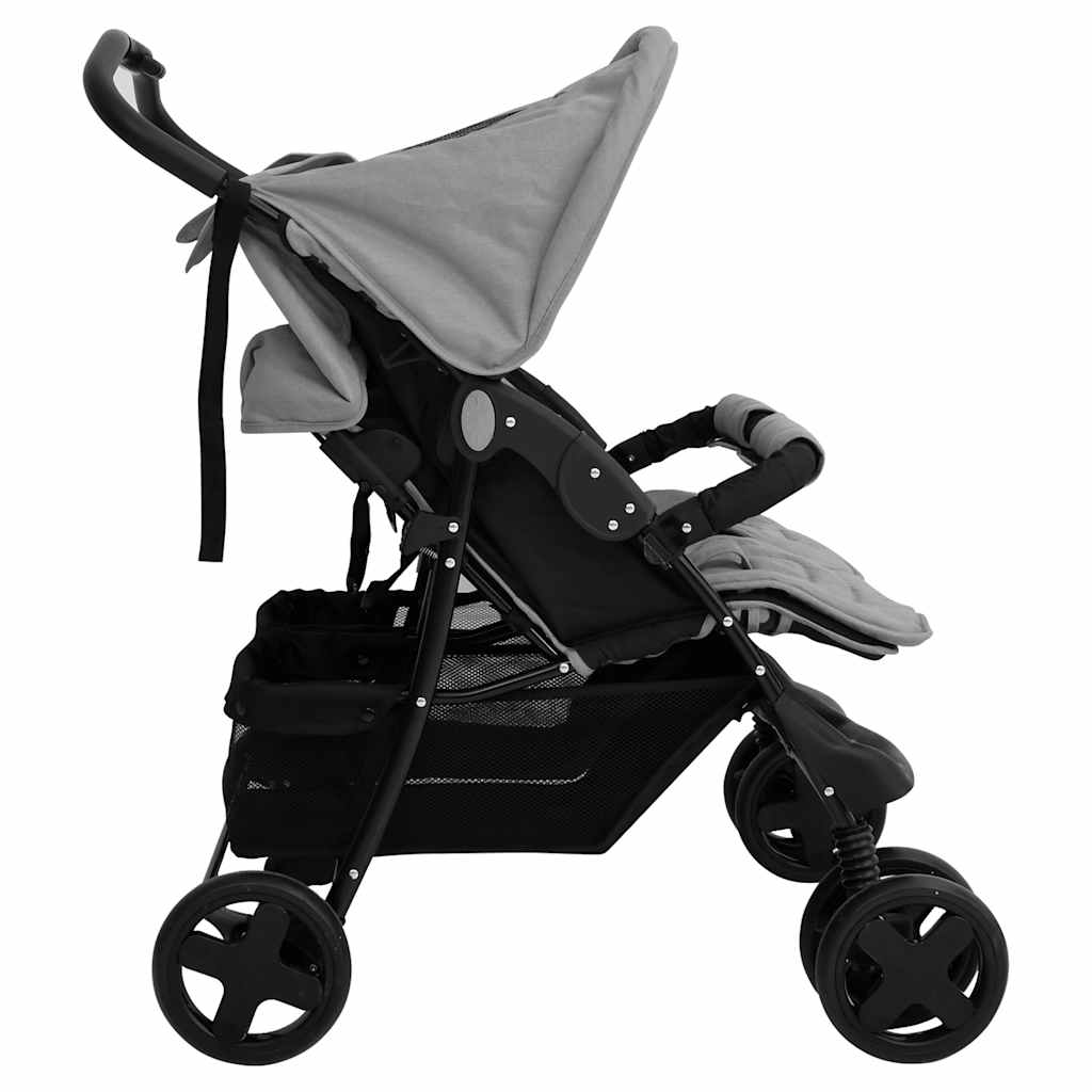 Steel Green Double Stroller 80 x 96 x 104 cm Lightweight Foldable Safe Design Pushchair Compact Travel