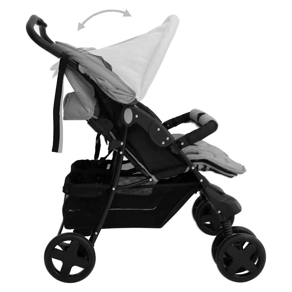 Steel Green Double Stroller 80 x 96 x 104 cm Lightweight Foldable Safe Design Pushchair Compact Travel