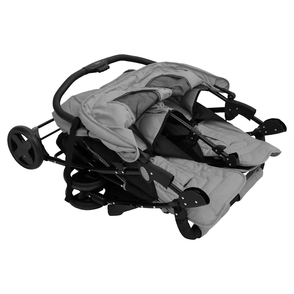 Steel Green Double Stroller 80 x 96 x 104 cm Lightweight Foldable Safe Design Pushchair Compact Travel