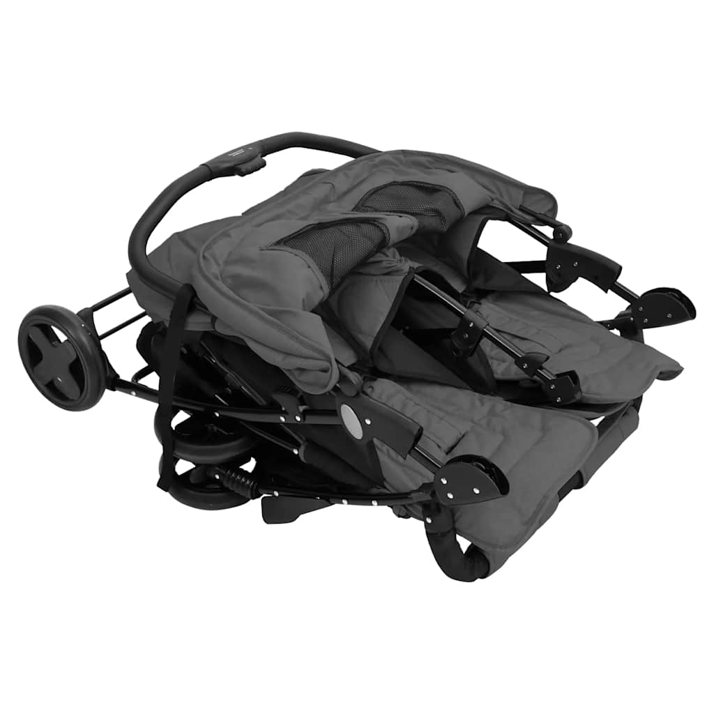 Steel Green Double Stroller 80 x 96 x 104 cm Lightweight Foldable Safe Design Pushchair Compact Travel
