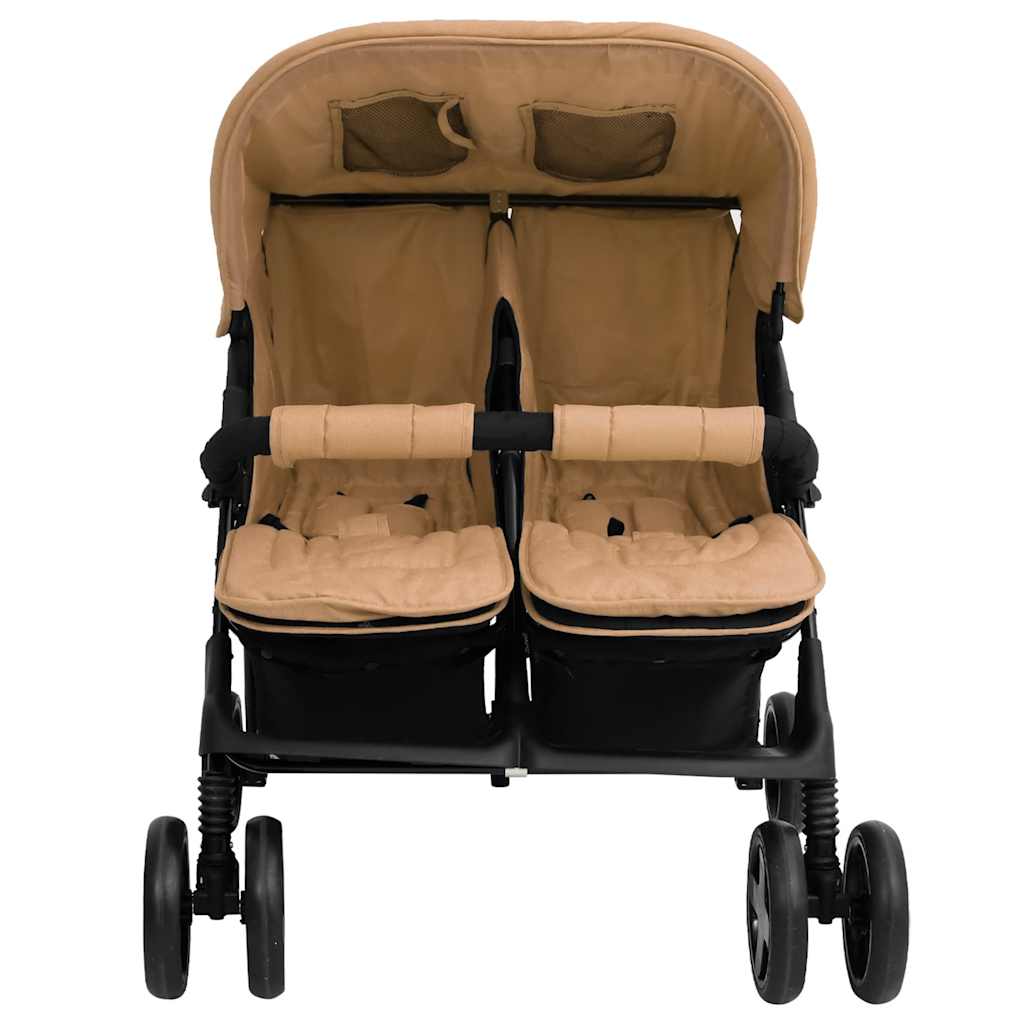 Steel Green Double Stroller 80 x 96 x 104 cm Lightweight Foldable Safe Design Pushchair Compact Travel