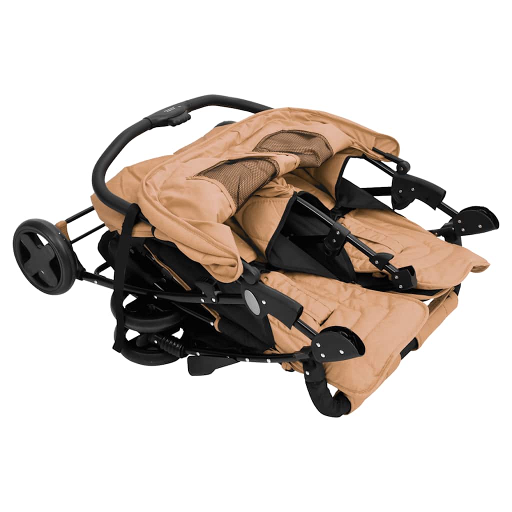 Steel Green Double Stroller 80 x 96 x 104 cm Lightweight Foldable Safe Design Pushchair Compact Travel