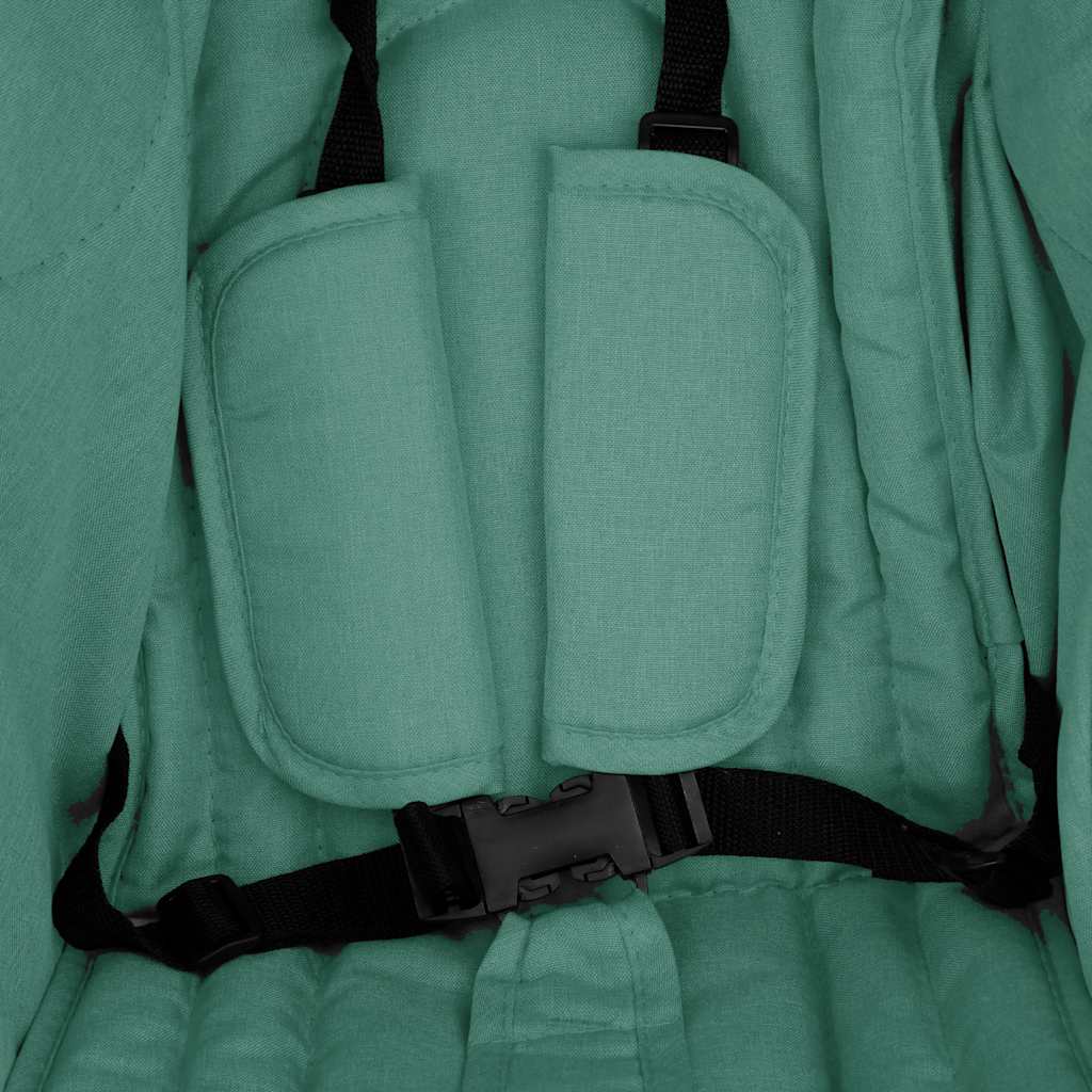 Steel Green Double Stroller 80 x 96 x 104 cm Lightweight Foldable Safe Design Pushchair Compact Travel
