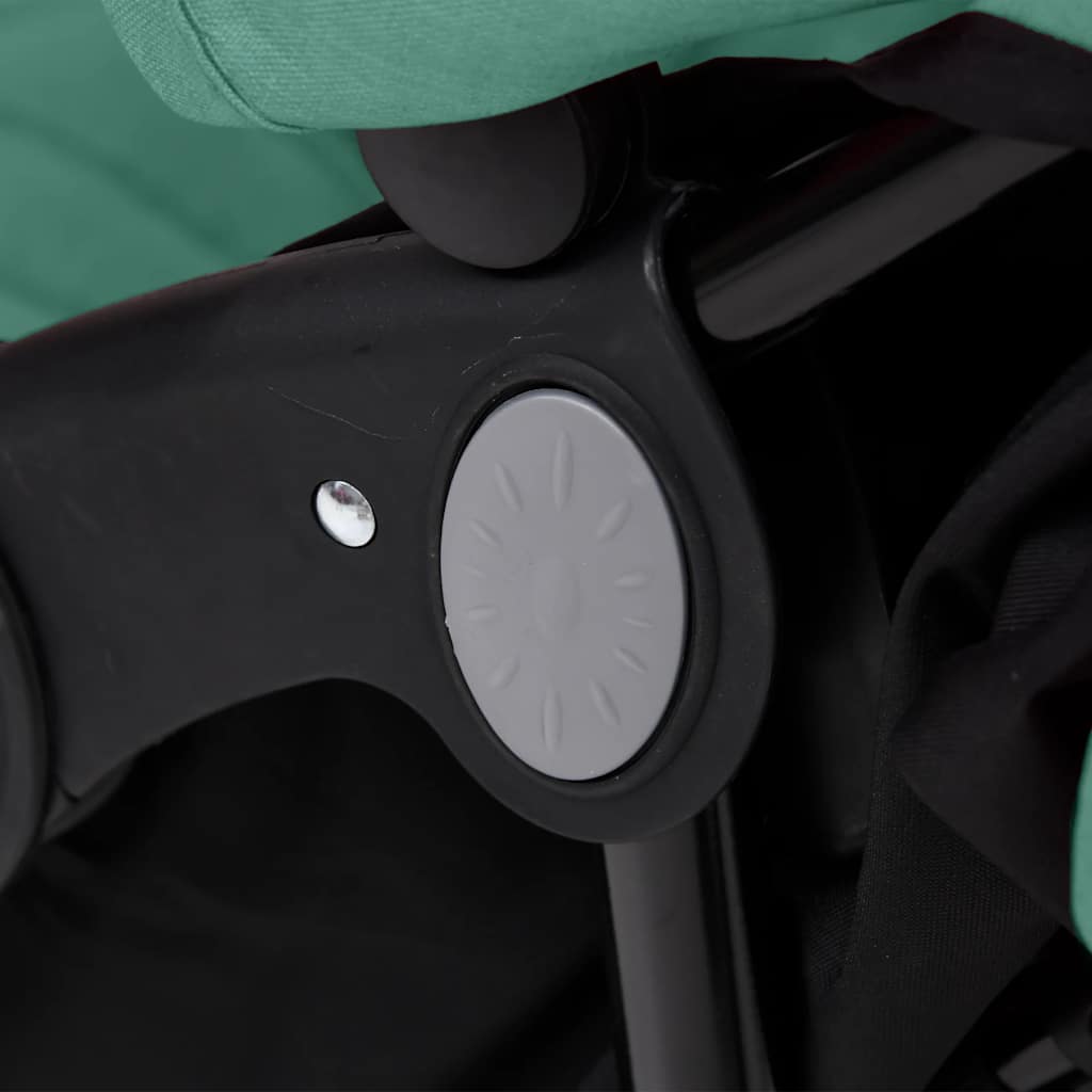Steel Green Double Stroller 80 x 96 x 104 cm Lightweight Foldable Safe Design Pushchair Compact Travel