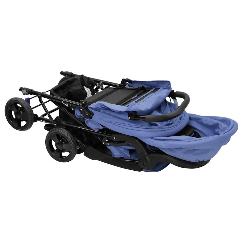 Double Stroller Taupe Steel 122.5 x 53.5 x 111 cm Lightweight Foldable Safe Design Pushchair Compact Travel