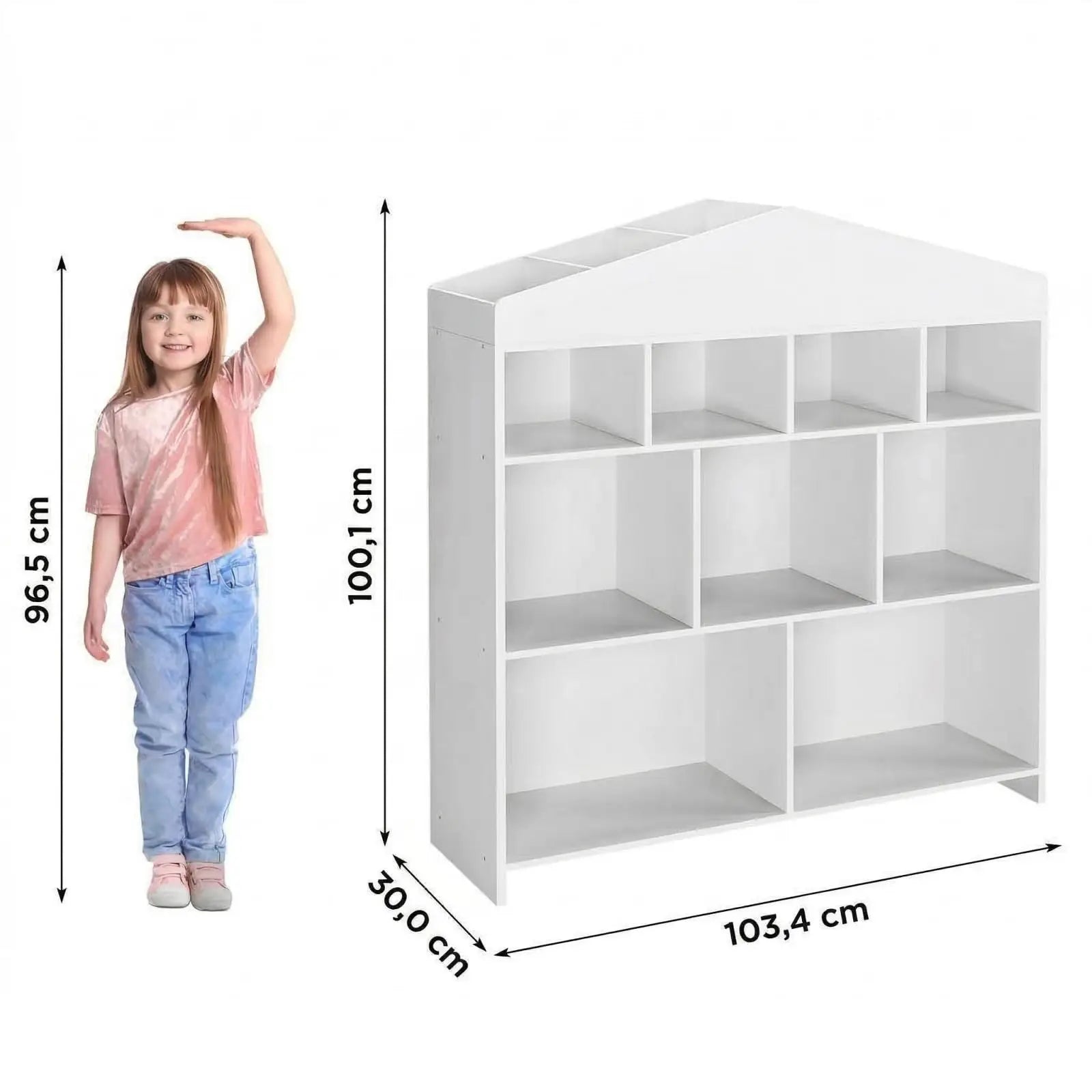 Multiple-Level Kids Bookcase, Wooden Standing Bookshelf With Anti-Tilt Device For Bedroom Kindergarten