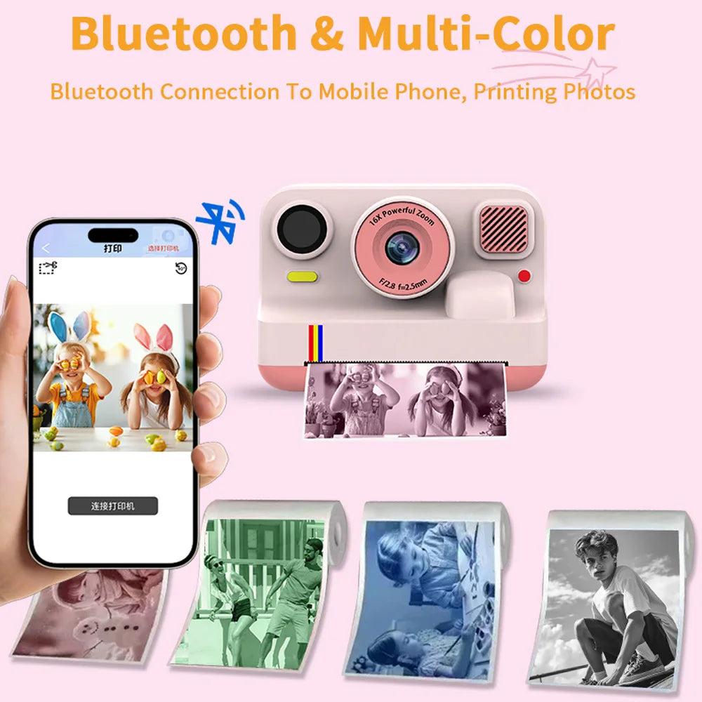 Blossom K12 Kids Camera 1080P Dual Selfie Instant Print Digital Camera for Children Camera Toddler Toys Gifts for 6-12 Year Old