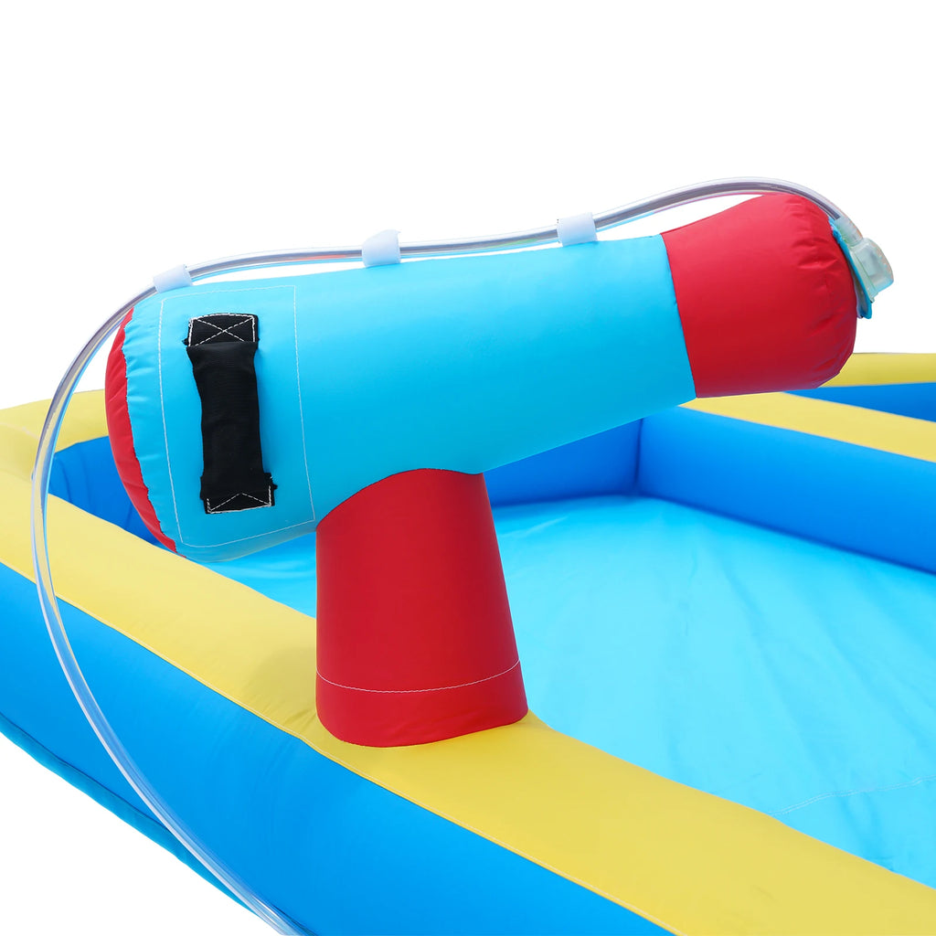 Bouncy castle with blower, slide, trampoline, climbing wall, throwing Wall & basketball hoop-usable all year round, incl. 450W Blower