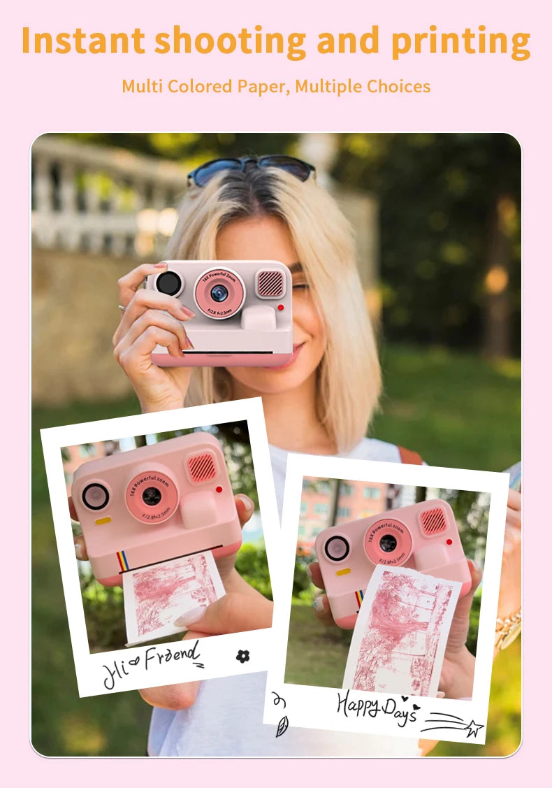 Blossom K12 Kids Camera 1080P Dual Selfie Instant Print Digital Camera for Children Camera Toddler Toys Gifts for 6-12 Year Old