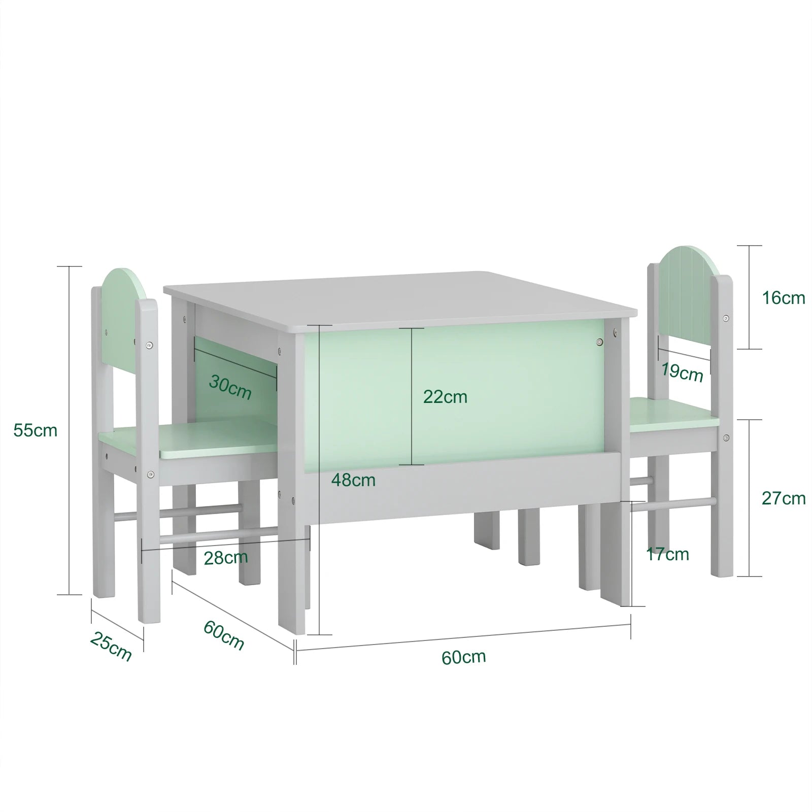 SoBuy KMB88-HG Children's table with Chairs Child Seat Group Inside Children table chair Set Painting Table for Children Seating Group Light Grey