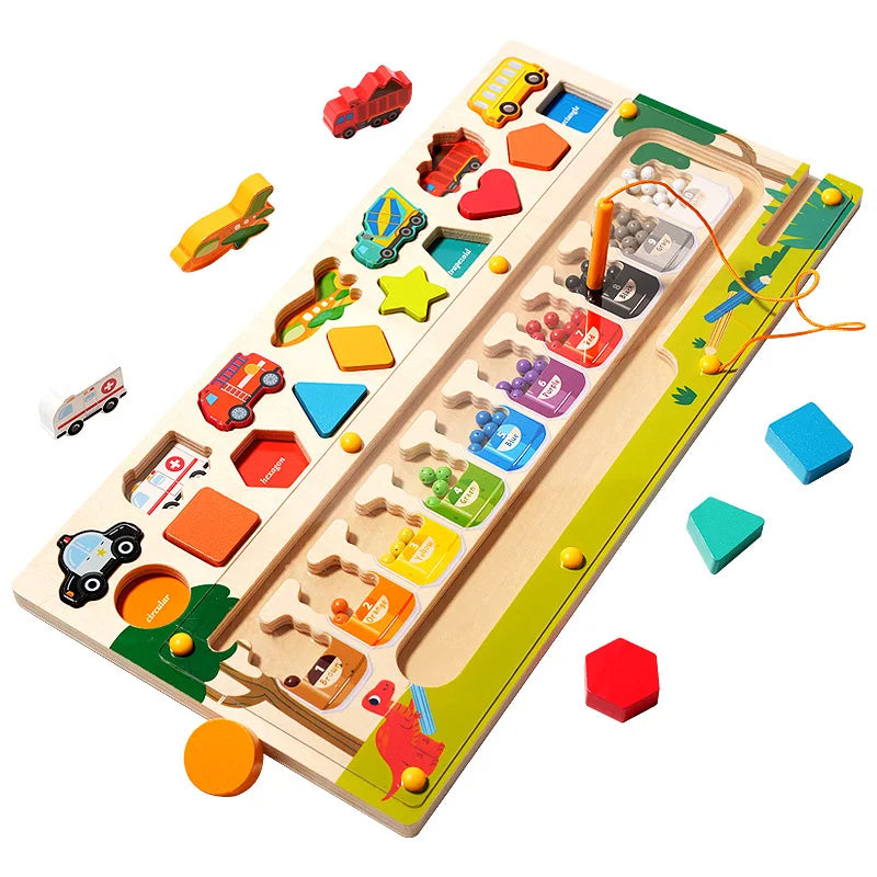 Montessori Magnetic Wooden Color and Number Maze Toy