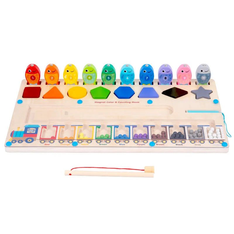 Montessori Magnetic Wooden Color and Number Maze Toy
