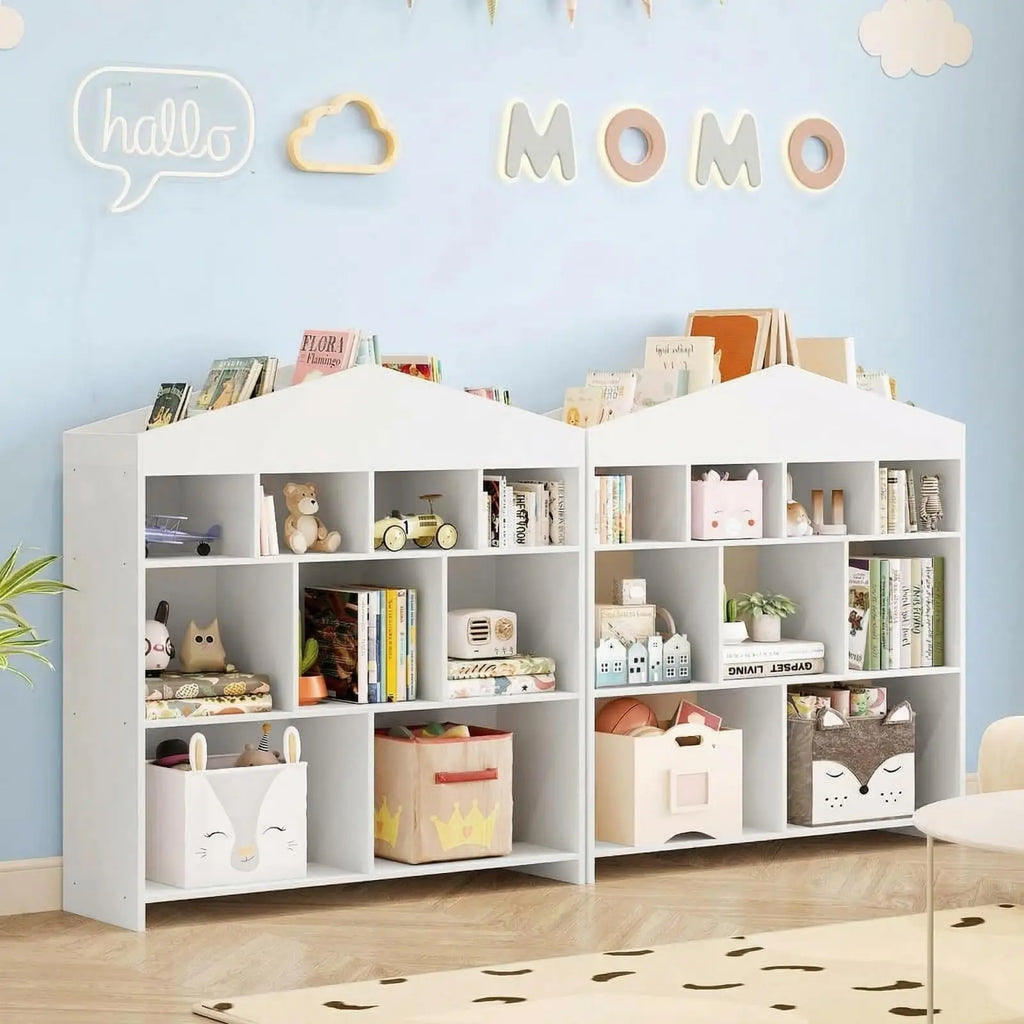 Multiple-Level Kids Bookcase, Wooden Standing Bookshelf With Anti-Tilt Device For Bedroom Kindergarten