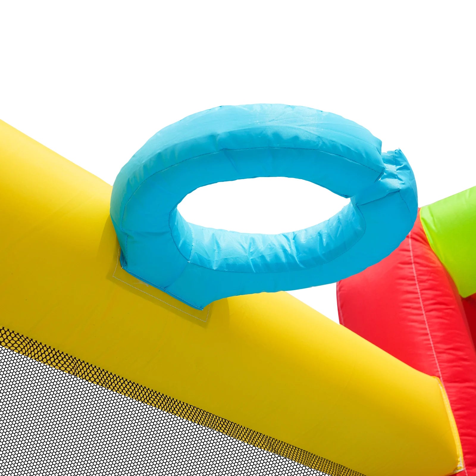 Bouncy castle with blower, slide, trampoline, climbing wall, throwing Wall & basketball hoop-usable all year round, incl. 450W Blower