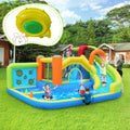 Bouncy castle with blower, slide, trampoline, climbing wall, throwing Wall & basketball hoop-usable all year round, incl. 450W Blower