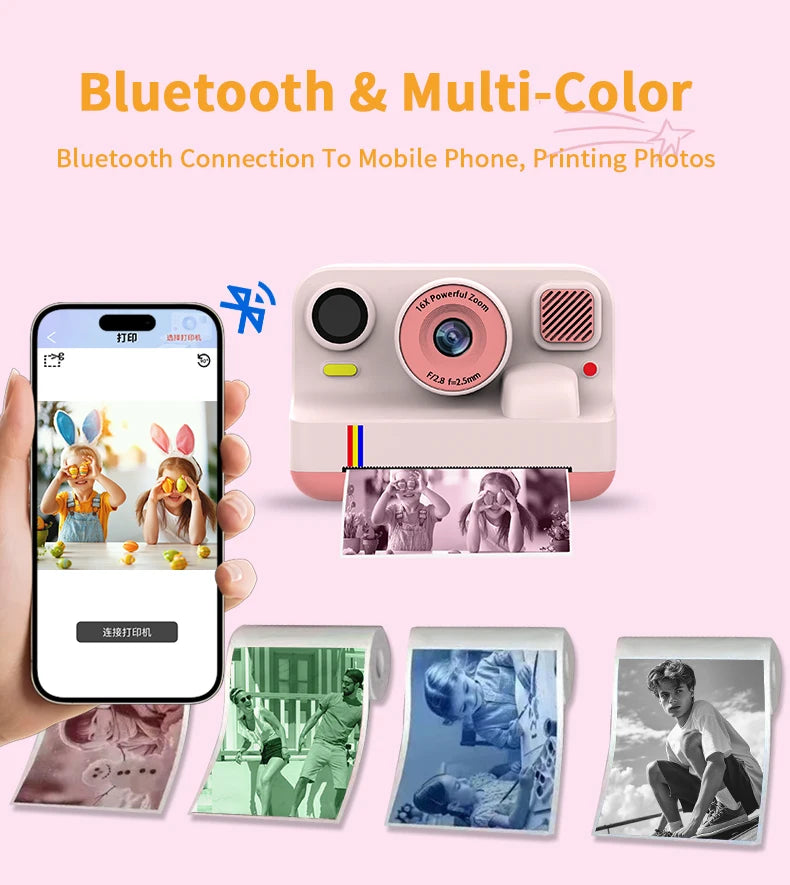Blossom K12 Kids Camera 1080P Dual Selfie Instant Print Digital Camera for Children Camera Toddler Toys Gifts for 6-12 Year Old