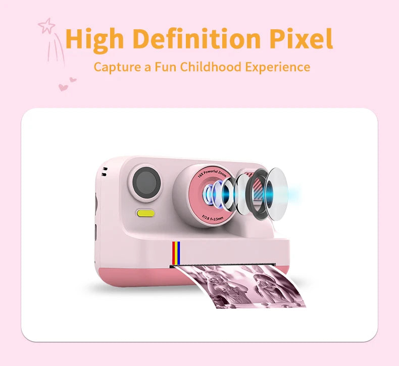 Blossom K12 Kids Camera 1080P Dual Selfie Instant Print Digital Camera for Children Camera Toddler Toys Gifts for 6-12 Year Old
