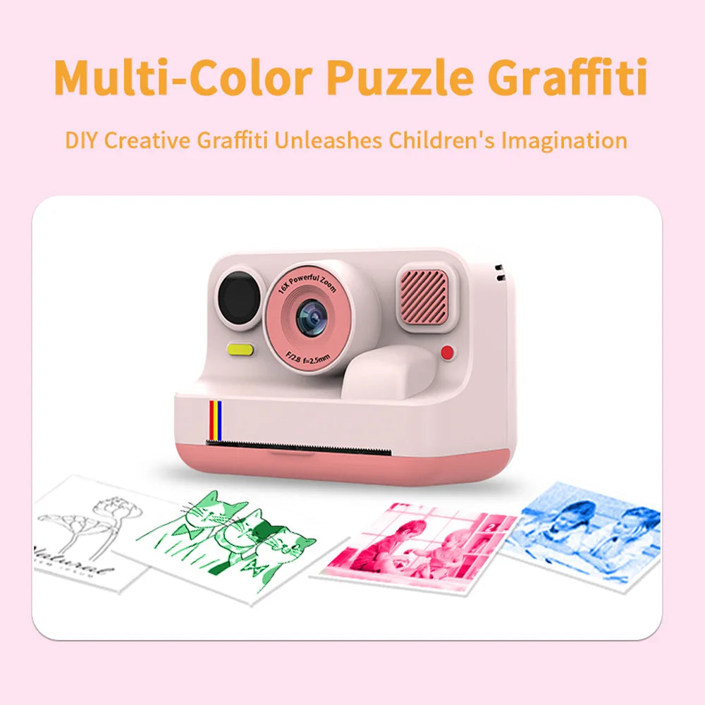 Blossom K12 Kids Camera 1080P Dual Selfie Instant Print Digital Camera for Children Camera Toddler Toys Gifts for 6-12 Year Old