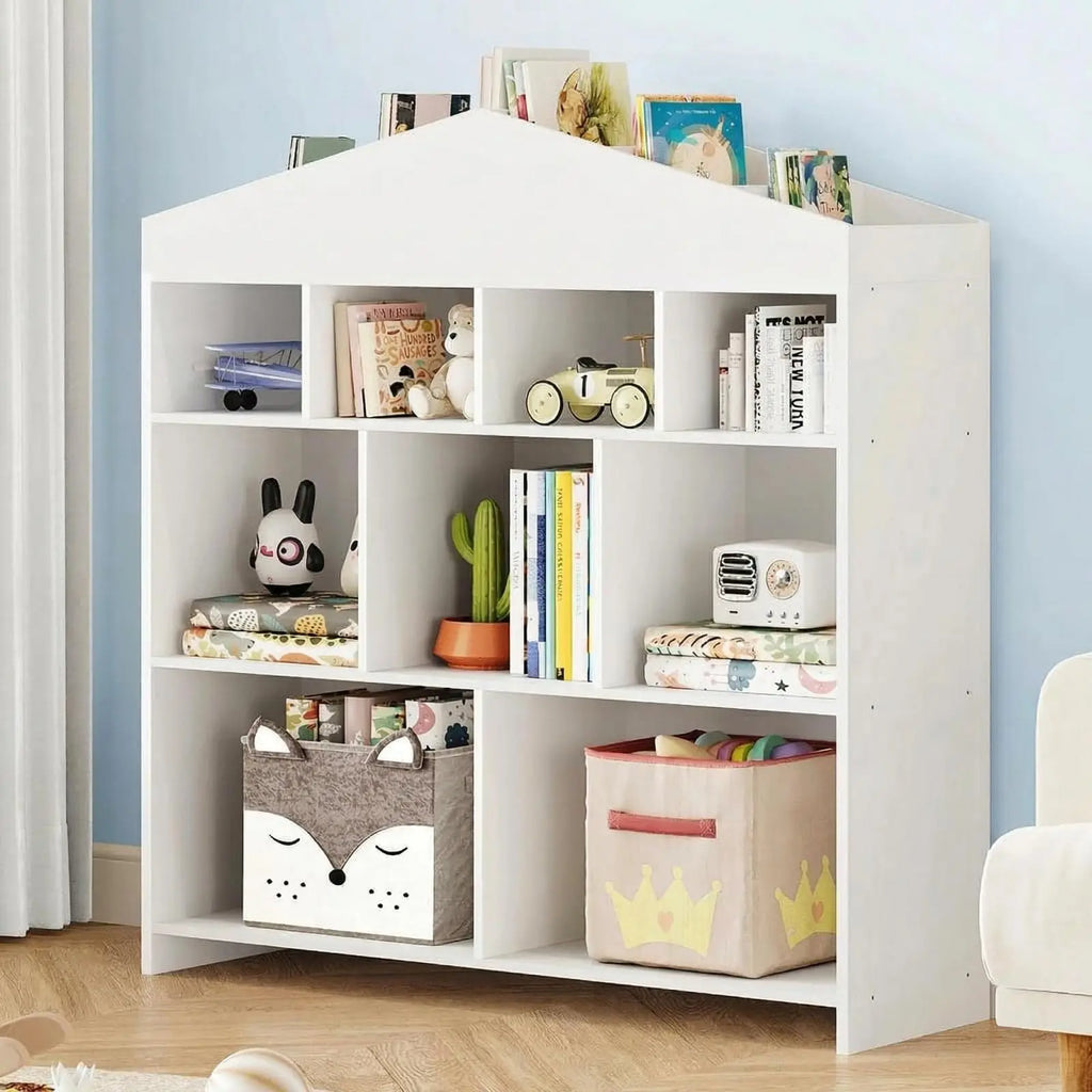 Multiple-Level Kids Bookcase, Wooden Standing Bookshelf With Anti-Tilt Device For Bedroom Kindergarten