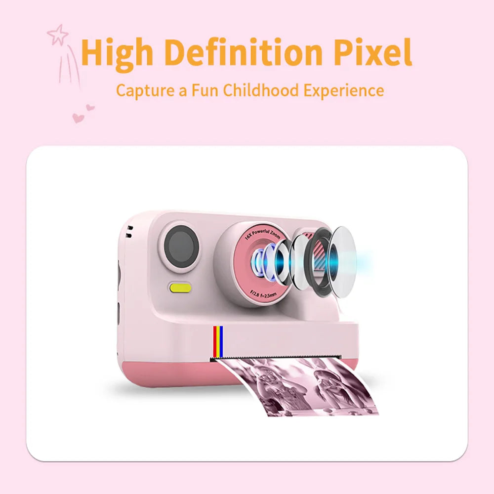 Blossom K12 Kids Camera 1080P Dual Selfie Instant Print Digital Camera for Children Camera Toddler Toys Gifts for 6-12 Year Old