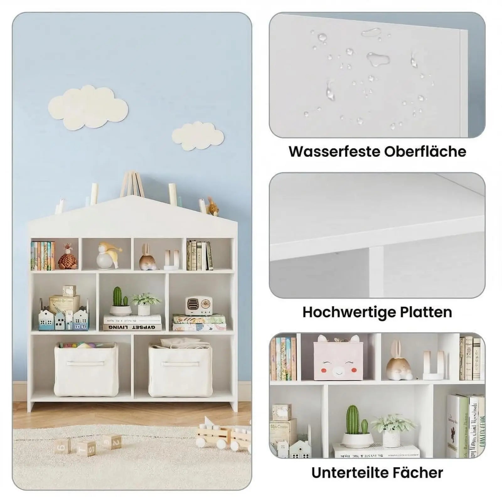 Multiple-Level Kids Bookcase, Wooden Standing Bookshelf With Anti-Tilt Device For Bedroom Kindergarten