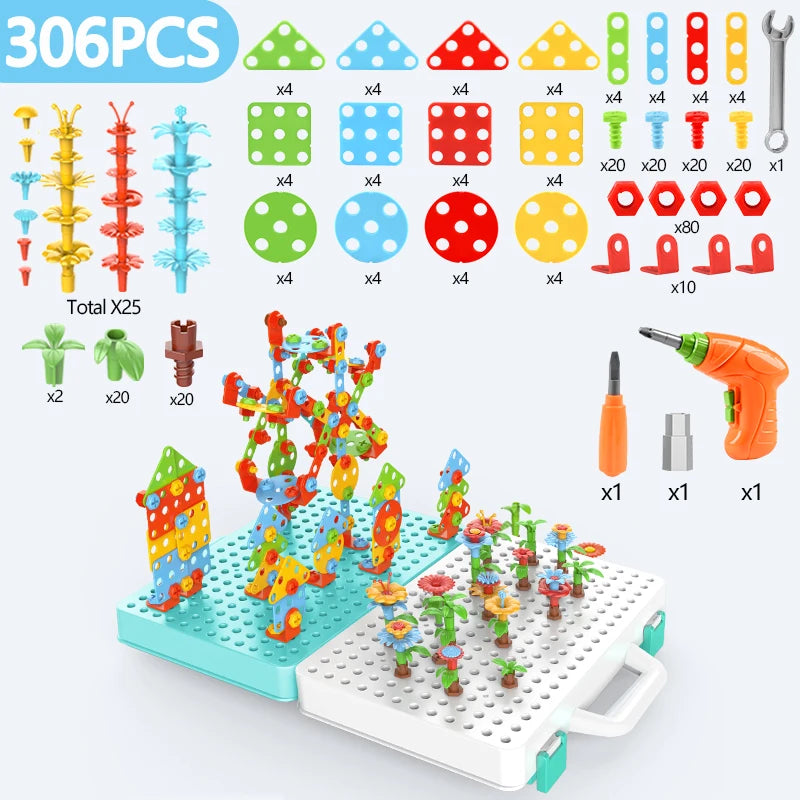 Battoom Kids Electric Drill and Screw Building Toy Set