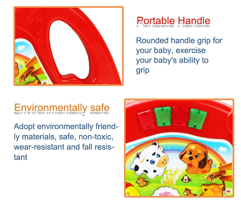 Baby Musical Piano Keyboard Toy with Animal Sounds and Lights