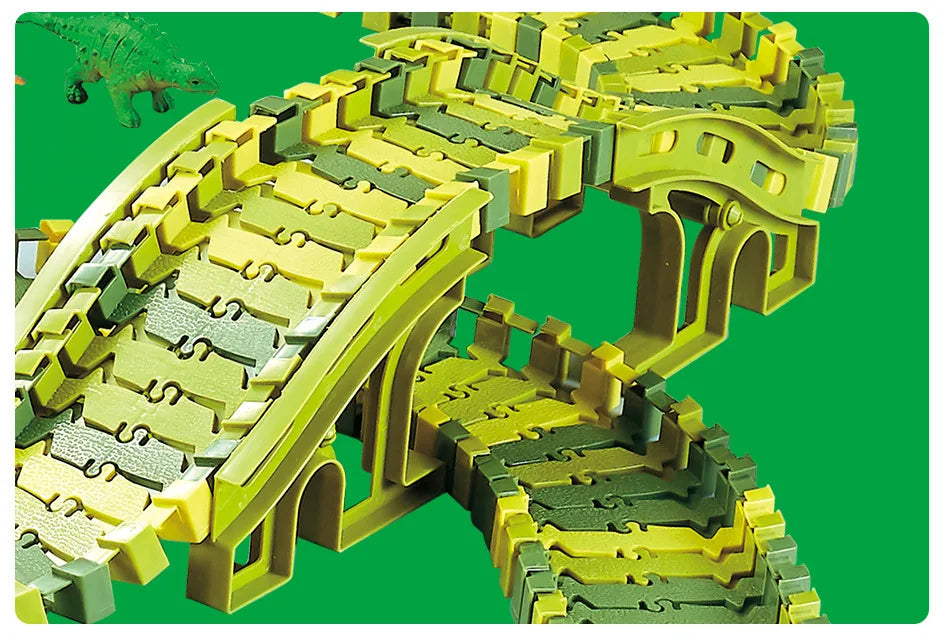 DIY Plastic Racing Track Set Dinosaur Railway Toys Flexible Race Track Electronic Flash Light Car Toys for Children Gifts