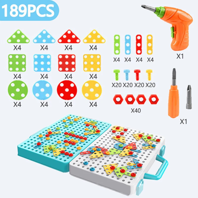 Battoom Kids Electric Drill and Screw Building Toy Set