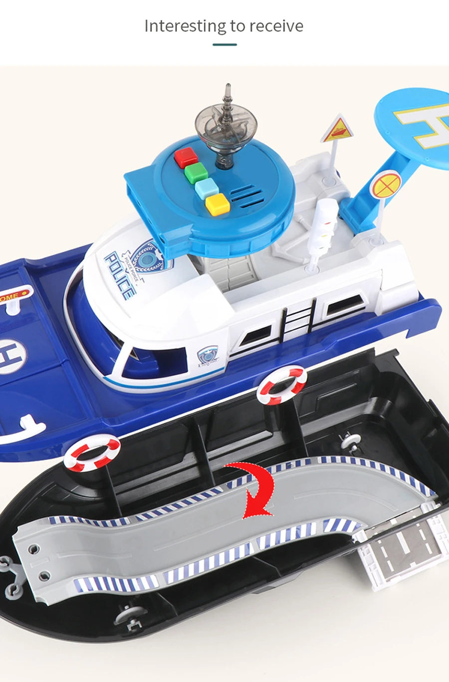 QWZ Big Size Simulation Track Inertia Boat Diecasts Toy Vehicles Music Story Light Ship Model Toy Car Parking Boys For Kids Gift