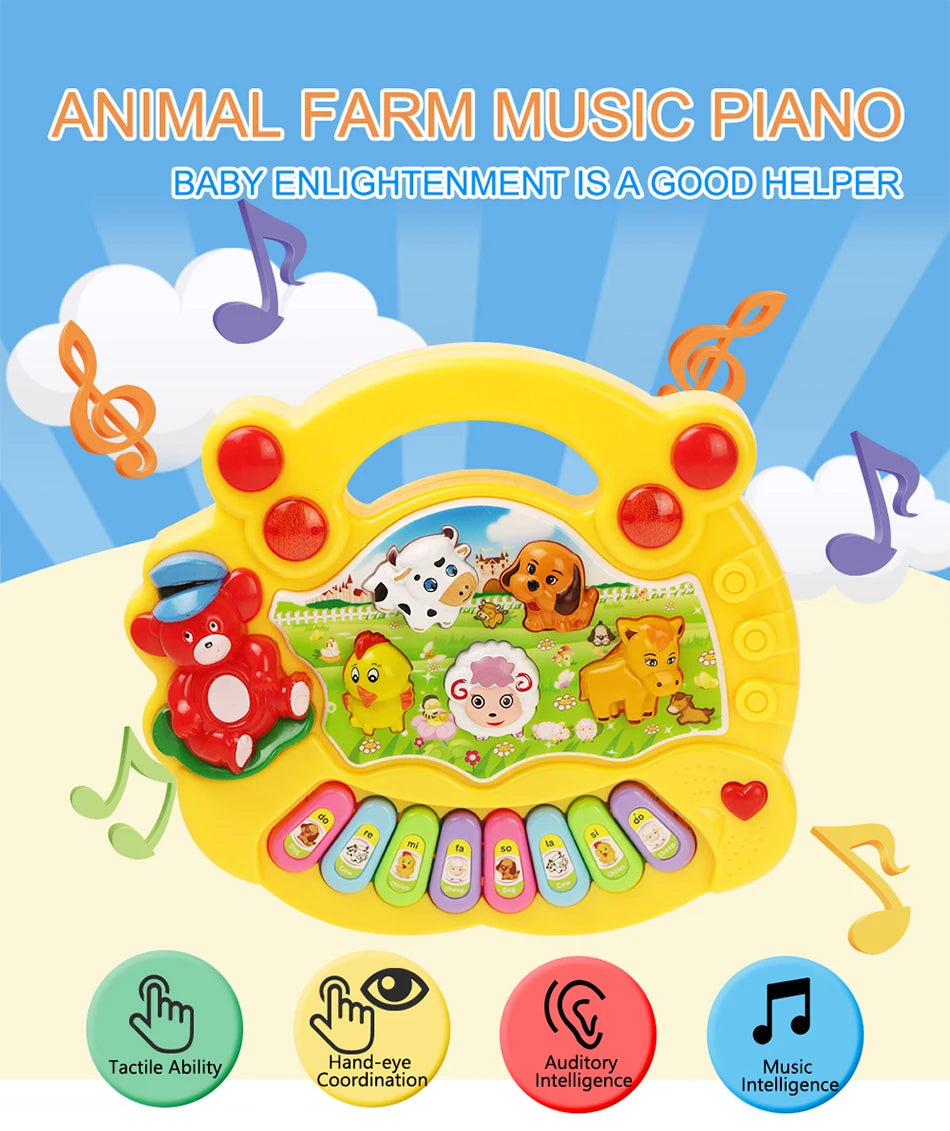Baby Musical Piano Keyboard Toy with Animal Sounds and Lights