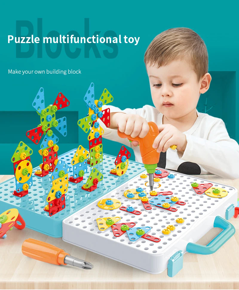 Battoom Kids Electric Drill and Screw Building Toy Set