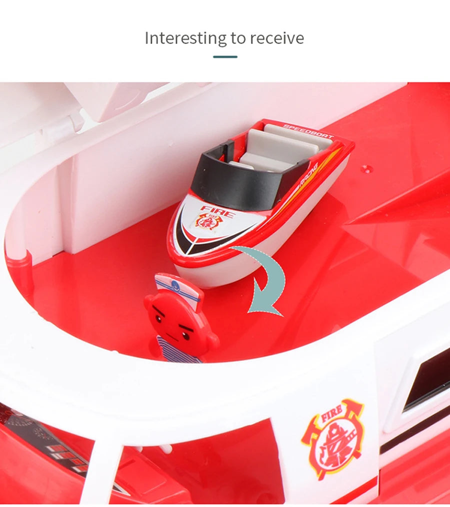 QWZ Big Size Simulation Track Inertia Boat Diecasts Toy Vehicles Music Story Light Ship Model Toy Car Parking Boys For Kids Gift