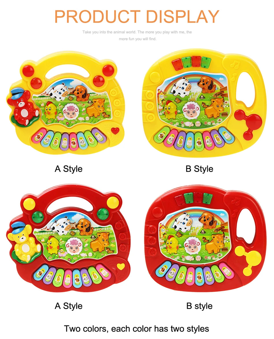 Baby Musical Piano Keyboard Toy with Animal Sounds and Lights