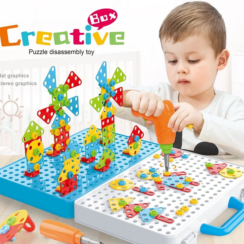 Battoom Kids Electric Drill and Screw Building Toy Set