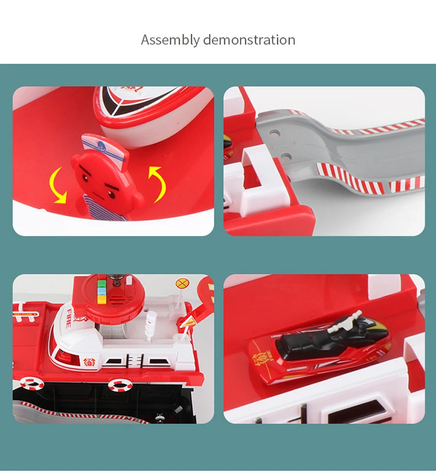 QWZ Big Size Simulation Track Inertia Boat Diecasts Toy Vehicles Music Story Light Ship Model Toy Car Parking Boys For Kids Gift