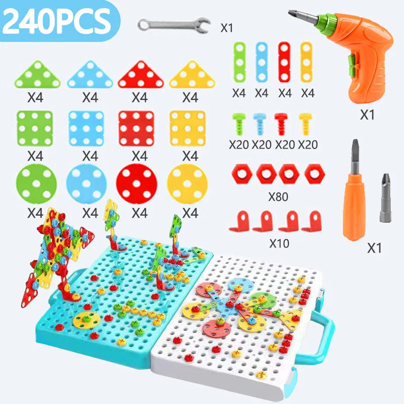 Battoom Kids Electric Drill and Screw Building Toy Set