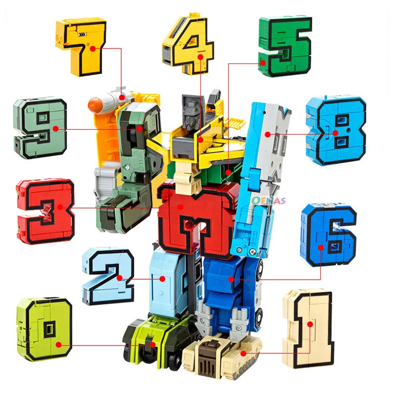 With Box Assemble Number Robots Transformation Action Figure Car Dinosaur Model Deformation Digit Letters Alphabet Toys