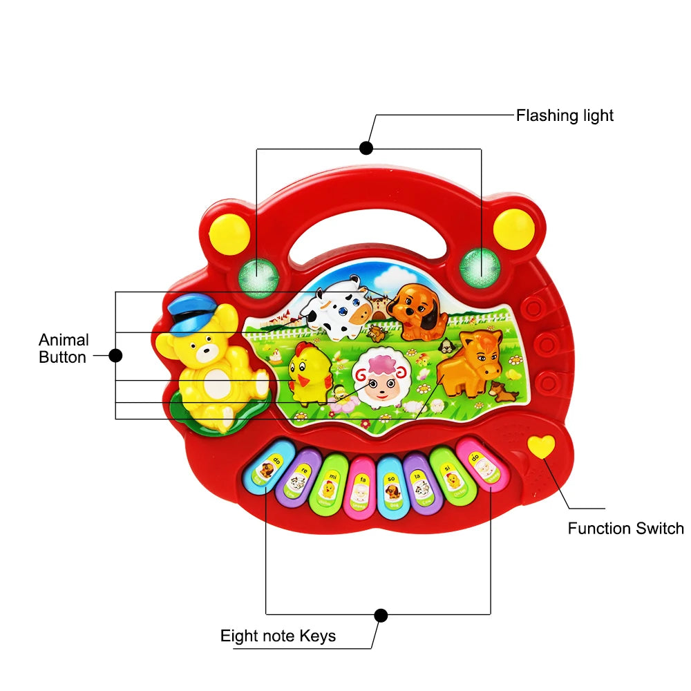 Baby Musical Piano Keyboard Toy with Animal Sounds and Lights
