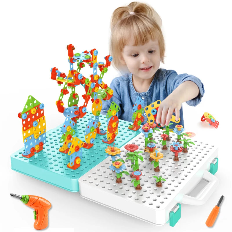 Battoom Kids Electric Drill and Screw Building Toy Set
