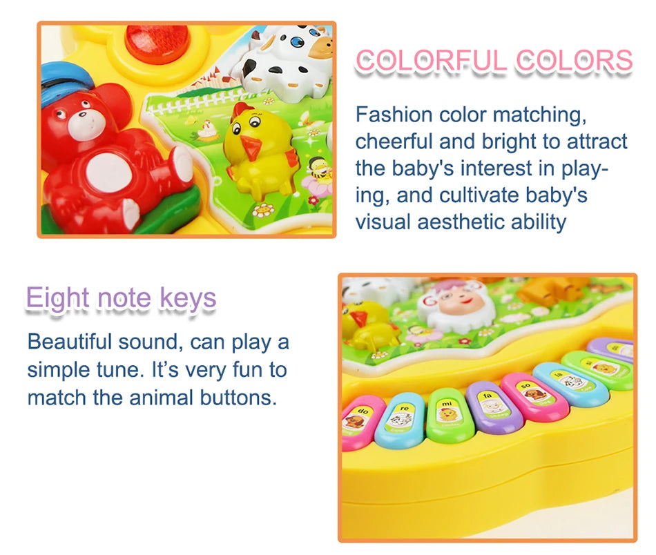 Baby Musical Piano Keyboard Toy with Animal Sounds and Lights
