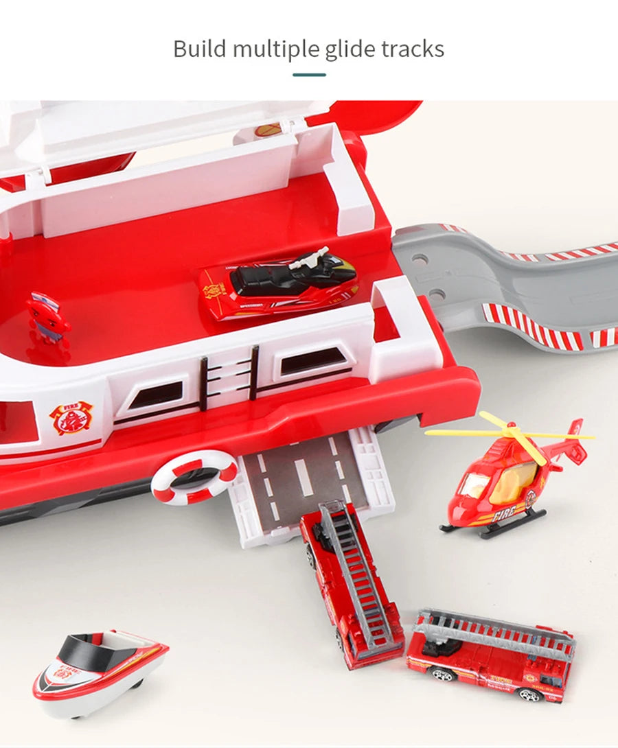 QWZ Big Size Simulation Track Inertia Boat Diecasts Toy Vehicles Music Story Light Ship Model Toy Car Parking Boys For Kids Gift