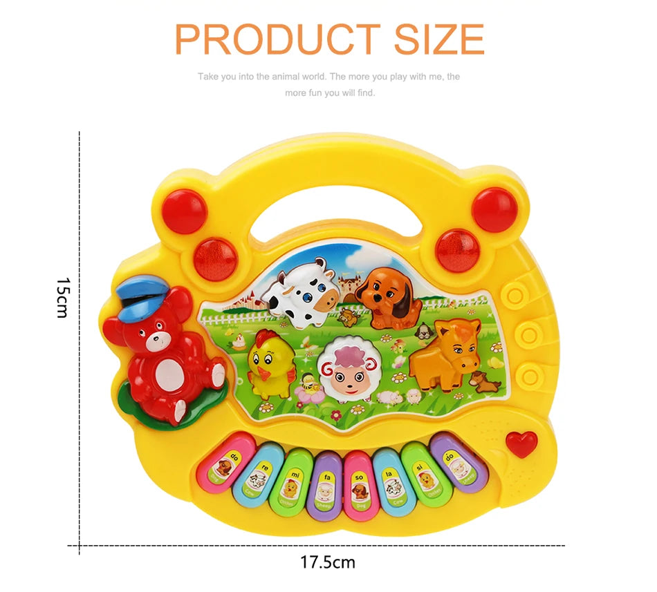 Baby Musical Piano Keyboard Toy with Animal Sounds and Lights