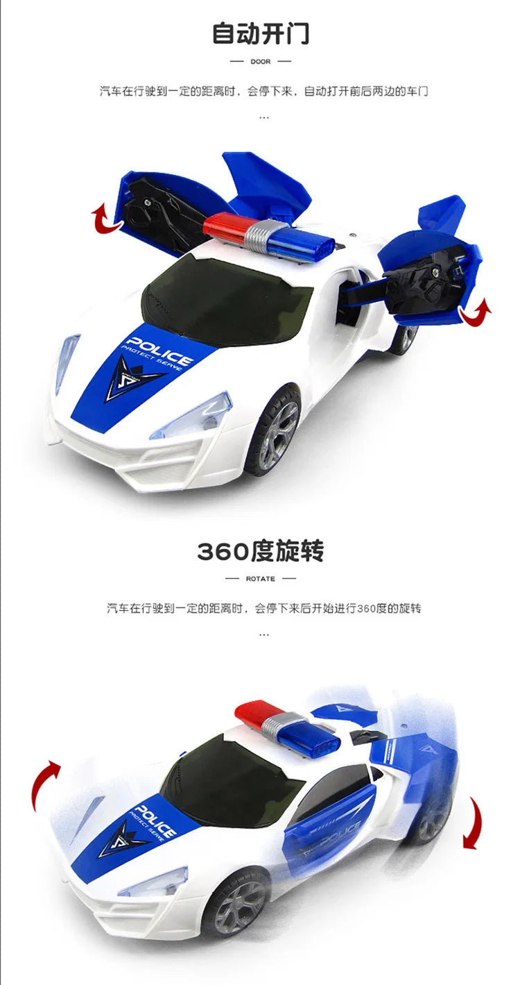 Electric dancing deformation rotating universal police car toy car boy toy child kid girl car Christmas birthday gift