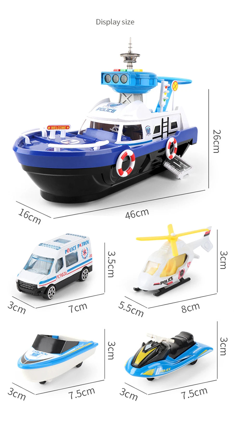QWZ Big Size Simulation Track Inertia Boat Diecasts Toy Vehicles Music Story Light Ship Model Toy Car Parking Boys For Kids Gift