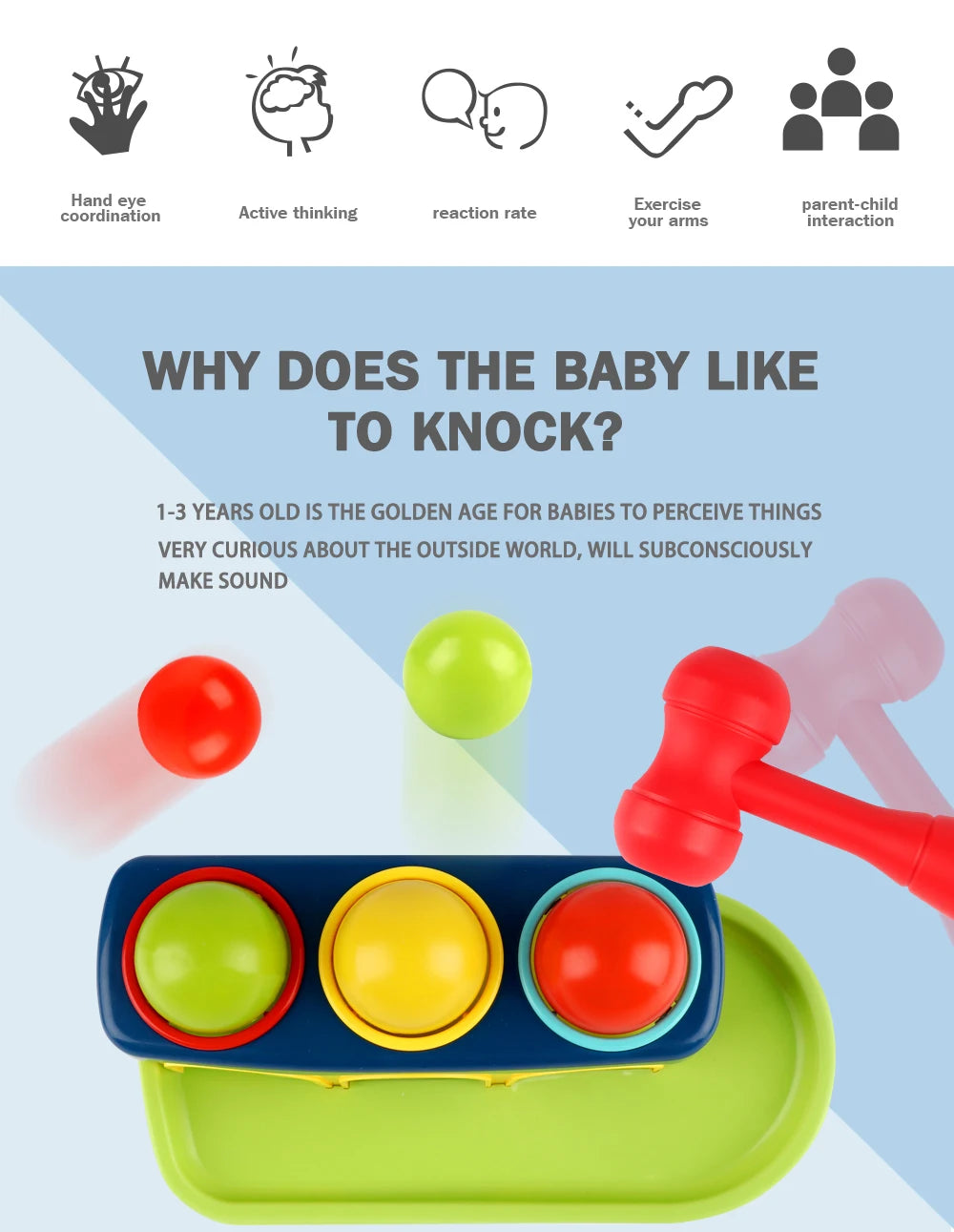 Hammer and Ball Pop-Up Toy - Preschool Educational Game Case