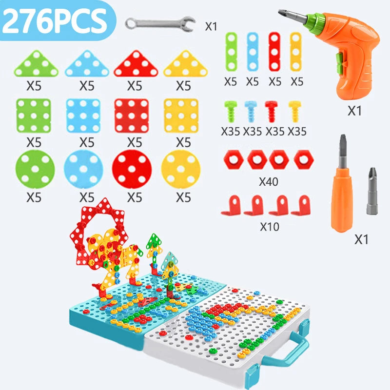 Battoom Kids Electric Drill and Screw Building Toy Set