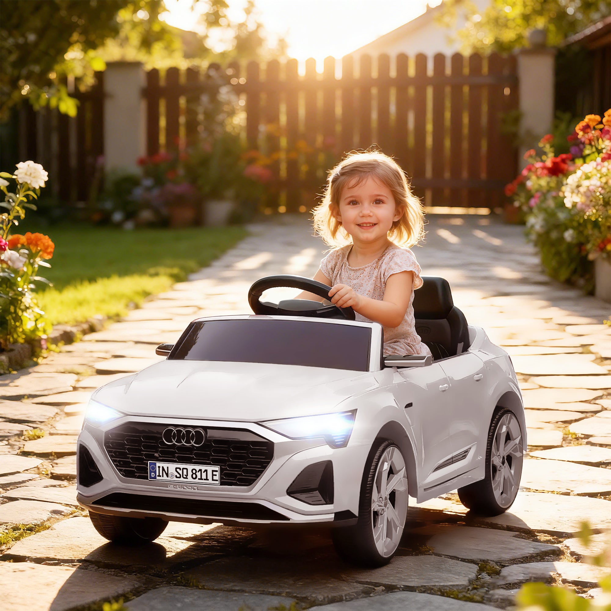 Audi Q8 Etron 12V Kids Electric Ride-On Car - White